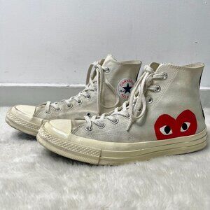 Converse x Comme des Garcons Men’s White Play Chuck 70 Lace Up High Sneaker 10